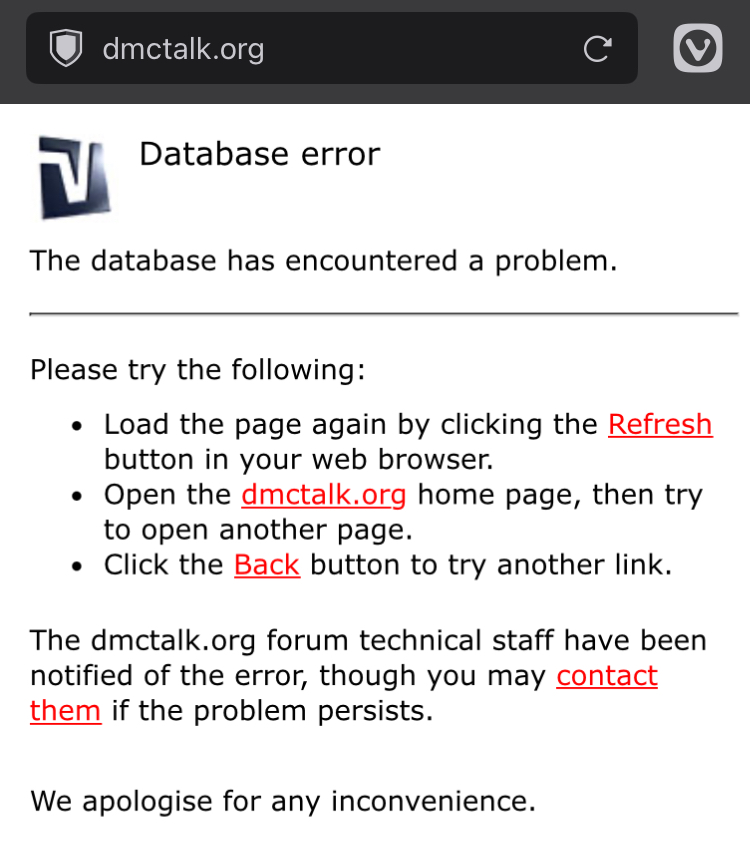 Database error messages
